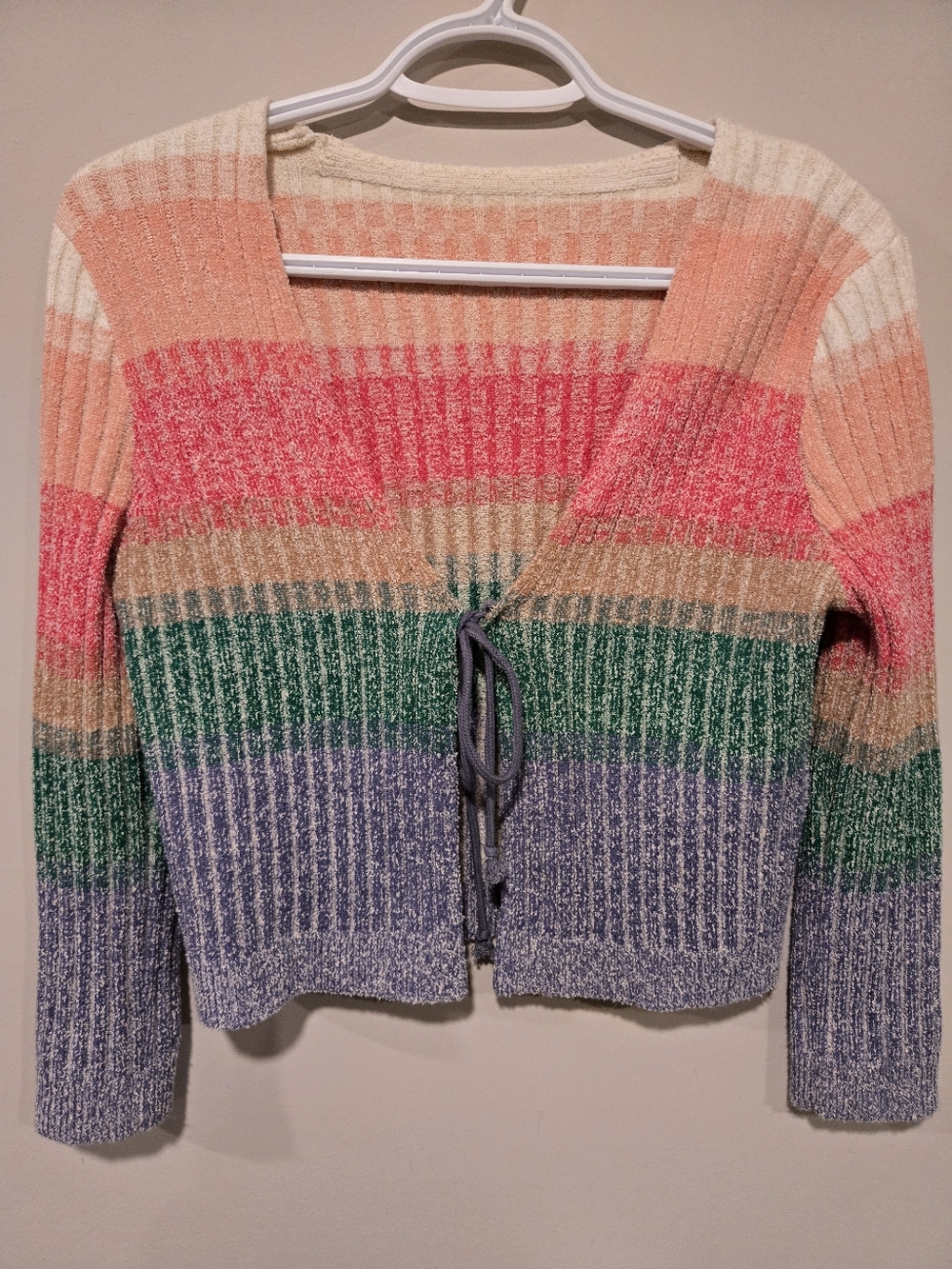 Free People Multicolor Tie-Front Sweater Cardigan XS